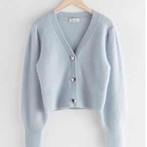 Baby blue heart button sweater new with tag